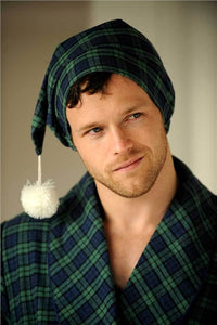 Lee Valley Men's Cotton Flannel Nightcap - Green Tartan Blackwatch (LV6)