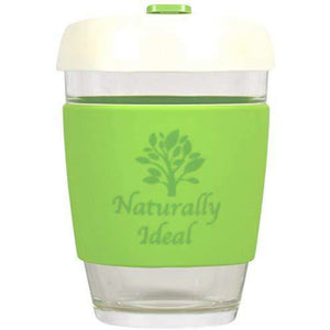 Naturally Ideal Reusable Travel Glass Coffee Cup Green/Papyrus 12 OZ - Naturally Ideal