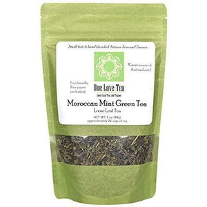 One Love Tea - Green Tea - 3 Ounce Loose Leaf Tea - Moroccan Mint Green Tea - Naturally Ideal