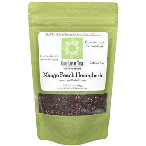 One Love Tea - Mango Peach Honeybush - 3 Oz Loose Leaf Herbal Tisane - Naturally Ideal