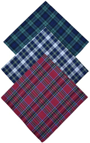 Image of Naturally Ideal Pack of 3 Mixed Handkerchief Dress Gordon Blue, Royal Stewart Red, and Black Watch Green Tartan