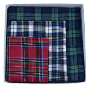 Naturally Ideal Pack of 3 Mixed Handkerchief Dress Gordon Blue, Royal Stewart Red, and Black Watch Green Tartan