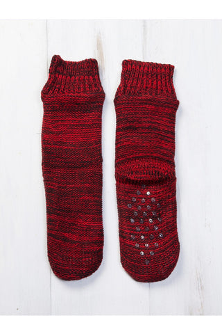 Image of Donegal Wool Socks, Men's Fleece Lined, West Cork Fuchsia, Red Black 8.5-11.5