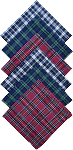 Image of Samuel Lamont Pack of 6 Mixed Handkerchief Dress Gordon Blue, Royal Stewart Red, and Black Watch Green Tartan