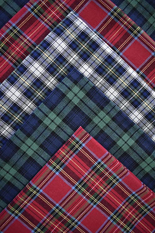Image of Samuel Lamont Pack of 6 Mixed Handkerchief Dress Gordon Blue, Royal Stewart Red, and Black Watch Green Tartan