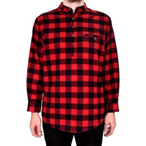 Lee Valley, Ireland Flannel Grandfather Shirt 100 Percent Cotton LV9 Red Black Check