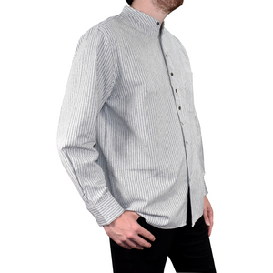 Lee Valley, Ireland Mens Vintage Style Grandfather Shirt Cotton VR18 Navy/White Stripe