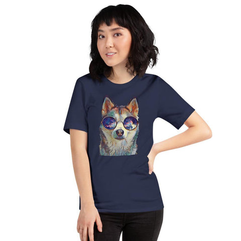 Image of Husky with Sunglasses Short-Sleeve Unisex T-Shirt - Naturally Ideal